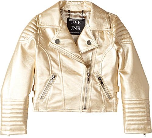 eve jnr Unisex Vegan Leather Moto Jacket (Infant/Toddler/Little Kids) Solid Gold Outerwear