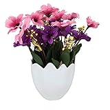 Garwarm Mini Lifelike Nature Modern Design Decorative Artificial Faux Tabletop Plastic Silk Potted Chrysanthemum Flower Plant with Planter Pots Vases Home Office Decor