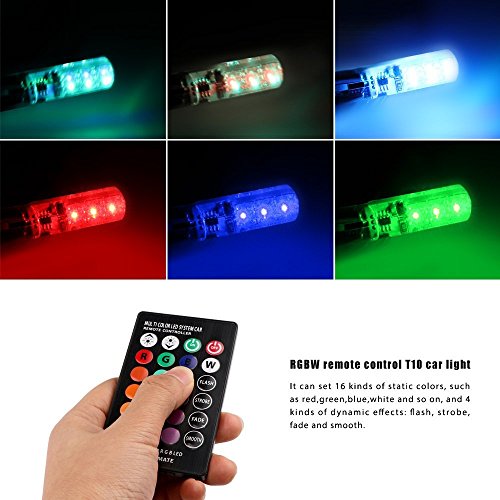 Car Fog Lights,EJ's SUPER CAR 6 LED T10 5050 SMD Interior Lights with Remote Super Bright 16-Color Changing Wireless Remote Control,Headlight Strobe Flash Dash Fog Light
