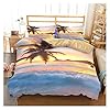 Ocean Duvet Cover Set Twin Size, Tropical Island with The Palm Trees and Sea Beach Nature Theme Print, A Decorative 2… 51kFd48B4FL. SS100