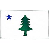 Masquita Maine State Flag 2x3FT Indoor Outdoor Vivid Color Double-Stitched Edges and Maine ME 1901-1909 Flags with 2 Brass Grommets.