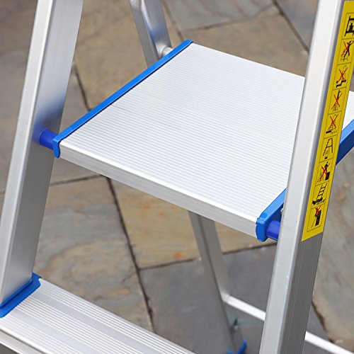 Livebest Aluminium Folding 4 Step Ladder 330 lb Heavy Duty with Non-slip Safety Rails Work Platform,Perfect for Home,School,Office