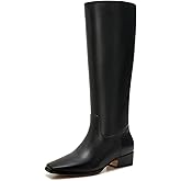 ZXHYZLZ Essential Women's Wide Calf Flat Knee-High Boots – Black Faux Leather, Pointed Toe