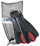 Cressi Palau Short Fins with Mesh Bag Snorkel Packages - Red, Size - LGXLG