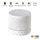 Leacoco Mini Wireless Portable Bluetooth Speaker With LED and Build-in Mic Support AUX TF for iPhone iPod and Android System Equipment Etc. (White)