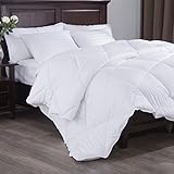 Puredown White Down Alternative Comforter Duvet Insert, 450 Thread Count 100% Cotton Squared Jacquard Fabric, Full/Queen Size, White