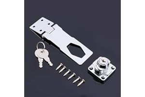 Hasp Silver Garage Lock Shed Padlock Home Improvement with Keys Cupboard(4 inch Flat Angle)