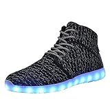 DEMANGO LED Light Up Shoes for Mens Womens High Top Flashing Rechargeable Sneakers