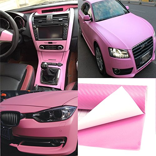 Alamor 200x30cm DIY Carbon Fiber Vinyl Wrap Roll Film Sticker Car Decal Sheet - Pink