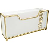 Shonmogar Guest Towel Holder,Gold Glass Napkin Holder for Bathroom,Vertical Bathroom Napkin Holder with Feets,Stylish Guest Towel Holder Tray for Bathroom Toilet Kithcen Dining Table Party Decor