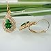 Navachi 18k Gold Plated Water Drop Green Zircon Crystal Leverback Earrings