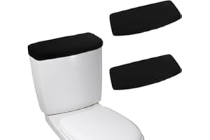 JJUNW 2 Pcs Toilet Tank Cover, Toilet Tank Lid Cover, Toilet Top Cover, Universal Toilet Tank Lid Soft and Absorbent Replacement Toilet Cover with Elastic Bottom for Bathroom Decor Accessories (Black)