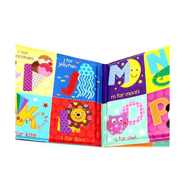 Set of 4 Baby Bath Books | First Words ABC Letters & Numbers | Plastic Coated & Padded | Floating Fun Educational…