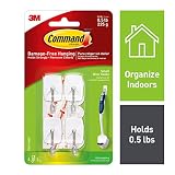 Command 17067-HWES 051141598765 Small Wire, 4 Hooks, 5 Strips, 4 Hooks, White, 4 Hooks