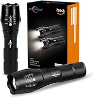 MIKAFEN Led Torch 5 Modes,Torches Led Super Bright for Camping, Hiking, Auto Emergencies, and Home Repair etc,Black (2 Pack)