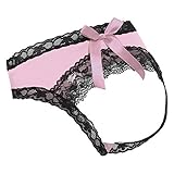 Avidlove Women Lace Underwear Bow-Tie Panties Sexy Bikinis Open Crotch Lingerie Pink X-Large
