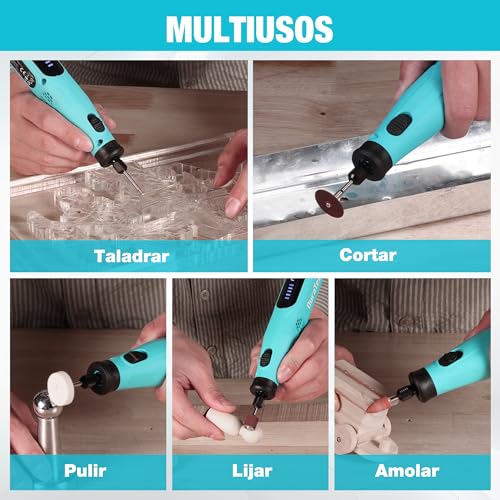 DURATECH 3.6V Cordless Grinder, 25000RPM Rechargeable Multitool, Rotary Tool with 135 Accessories, 6 Variable Speed, for Cutting, Carving, Engraving, Drilling