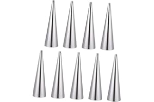 SHOWERORO 9pcs Conical Shaped Croissant Mold Bread Baking Mold Stainless Steel for Home Bakery Baking