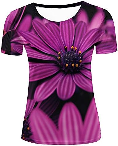 liangwallpaper Couple T Shirts Purple Flower Petal Print 3D Tee M