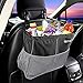 Kuelor Waterproof Car Trash Can, Leakproof Auto Garbage Bag for Litter with 3 Mesh Pockets, Collapsible Storage Organizer, Black