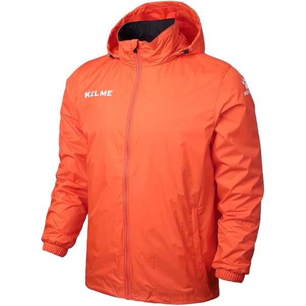 KELME Mens Street Full Zip Water Resistant Rain Jacket - Orange