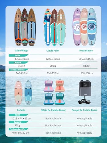 Niphean Paddle Gonflable Adulte avec Tous Les Accessoires, 320cm Planches de Stand Up Paddle Gonflables pour Tous Les Niveaux, Sup avec Capacité 200 kg pour 2 Personnes, Paddle Gonflable avec Siège