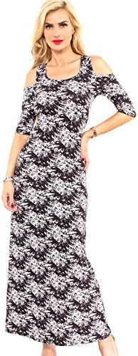 LOLLI COUTURE MULTI PRINT SCOOP NECKLINE SHOULDER CUTOUT MAXI DRESS L BLACKmultiprint