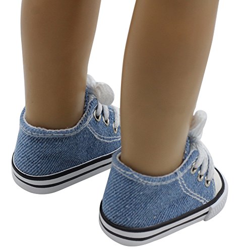 Lace Up Canvas Shoes Accessories For American Girl Doll / 18" Dolls (Dark Blue) - Thumbnail 2