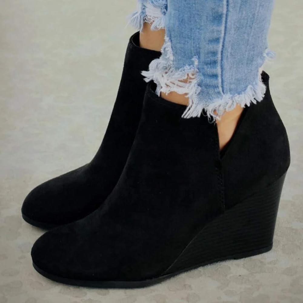 low wedge ankle boots