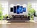 PulsatingFingertip-5 Panel Beautiful Starry Sky Modern Giclee Canvas Prints Blue Stars Canvas Oil Painting Wall Art for Home and Office Decorations No Frame