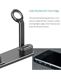 ATOPHK   Soporte de aluminio para Apple Watch, AirPods Stand de carga para Apple Watch Series 3 2 1 AirPods iPhone X 8 8Plus 7 7 Plus 6S 6S Plus iPad, Negro