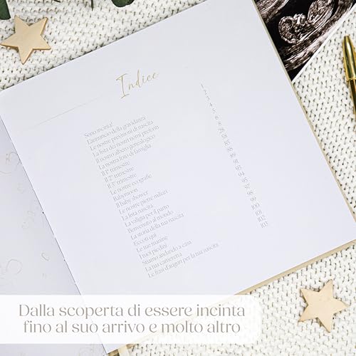 Wellode Pregnancy Diary in Italian with 105 Pages and Stickers – 9 Months of Memories to Keep Forever – Pregnancy Book to Fill in – Precious Gift for Future Mothers (Cream)