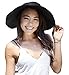 Toppers Womens Sun Hat Wide Brim Foldable Summer Straw Beach Hat Black