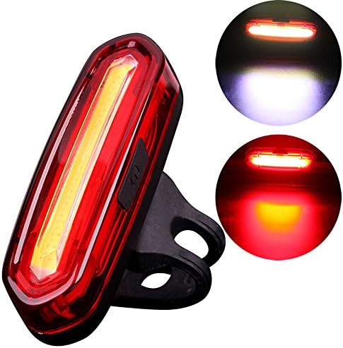 Waterproof Bike Tail Light, Garmine USB Rechargeable Bicycle Taillight Ultra Bright Fits on All Road Bikes, Helmets - Easy Install Cycling Safety Flashlight (Red/White)