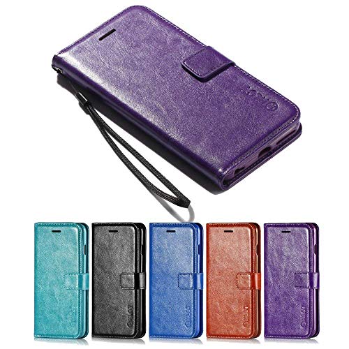 iPhone 6S Plus Case, iPhone 6 Plus Case, HLCT PU Leather Case, with Soft TPU Protective Bumper, Built-in Kickstand, Cash and Card Pockets (Purple) - Thumbnail 7