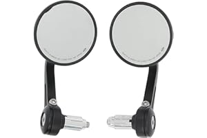 Tbest Rear View Mirror 2pcs 22mm 360 Degree Rotatable Handlebar Side Mirrors Universal Fit for Motorbike Scooter ABS Metal Gl