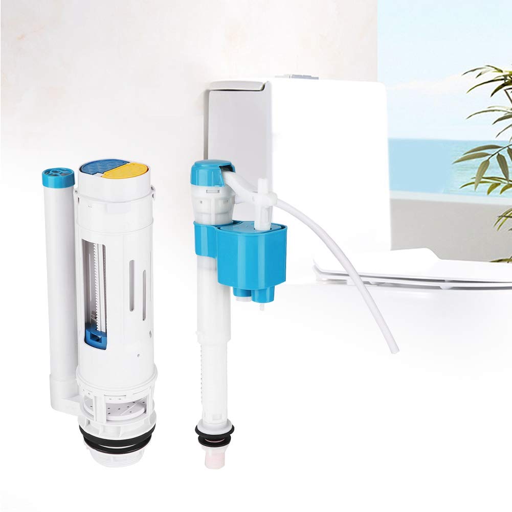 Nikou Universal Water Saving Toilet Repair Kit, Set Water Tank Accessories, Push Button, Valve Replacement, 290mm Complete Toilet Tank Repair Kit Flush