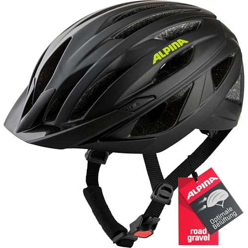 ALPINA Parana Fahrradhelm, Black-neon Yellow matt, 51-56 cm