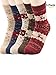 Zando Womens Super Thick Merino Ragg Knit Warm Wool Crew Mid-Calf Winter Socks G Christmas Deer(1)-5 Pack,6-11(US)