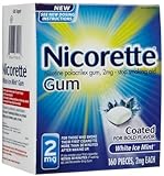 Nicorette OTC Stop Smoking Nicotine Gum, 2mg-White Ice Mint-160 ct. (Quantity of 1)