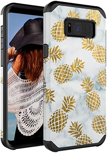 CASY MALL Dual Layer Heavy Duty Hybrid PC+TPU Protect Case for Samsung Galaxy S8 2017 Release Pineapple Black