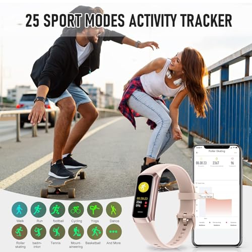 LBOYLOVE® Fitness Tracker, Step Tracker Smart Band, 1.1" AMOLED Touch Color Screen, Waterproof Fitness Wristband with Blood Oxygen/Heart Rate Monitor/Step Counter/Alarm/Timer/Calories/Sleep Monitor