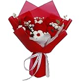 Chordobe Crochet Flower Tulip Bouquet: Handmade Artificial Flower Knitted Sunflower Bouquet for Festival Wedding Graduation Anniversary (Red)