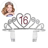 PIXNOR Birthday Party Rhinestone Crystal Tiara Crown - Sweet 16 Birthday Tiara