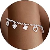 FUCJOEE Valentines Bracelets for Women, Dainty Gold Bracelet 14K Gold Plated Pearl Shell Heart Charm Bracelet Cute Charm Bracelets for Women Trendy Non Tarnish Gold Jewelry Valentines Day Gifts