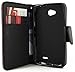 LG Realm case, Premium Slim and Durable PU Leather Wallet Flip Case Cover Stand with Card Holder and Strap for LG Realm LS620 (Black)