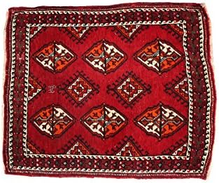 2'8" x 2'4" Antique Red Tribal Wool Geometric Design Hand Knotted Vintage Rug, Code: 17123003