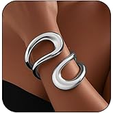 AIETUE Gold Bangle Bracelets For Women, Polished Chunky Twisted Hinged Waterdrop Spiraled Oval Open Thick Cuff Statement Jewelry Gift