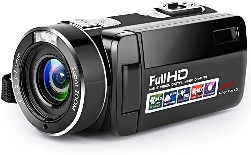 Bekhic Camcorder, Infrared Night Vision Remote Control Handy Camera HD 1080P 24MP 18X Digital Zoom Video Camera DV with 3.0" LCD and 270 Degree Rotation Screen (Black)