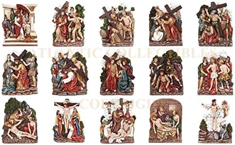 Atlantico Collectibles Iglesia Catolica 15 Estaciones De La Cruz La Via Crucis La Crucifixion De Jesus Religiosa Juego De Figuras Decorativas 9 25 H Amazon Es Hogar